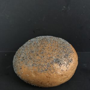 Harde bruine bol met maanzaad (bruin krokant kleinbrood gedecoreerd met maanzaad)