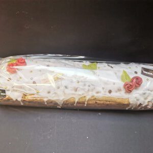 Heel wit vruchtenbrood met rozijnen (voorheen: rozijnenbrood), opgemaakt in thema of met opschrift